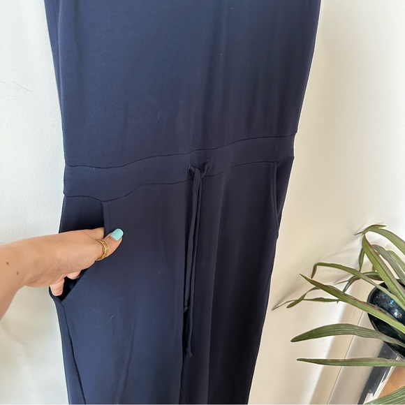 Quince French Terry Modal Sleeveless V Neck Jumpsuit in Navy Size M - Picture 6 of 8
